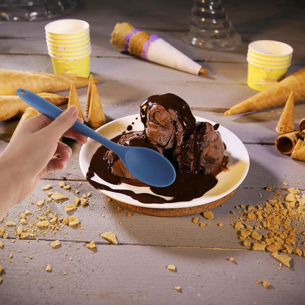 6 Pieces Silicone Cooking Spoons Non-Stick Mixing Spoons Ergonomic Design Humanized Handle Heat Resistant