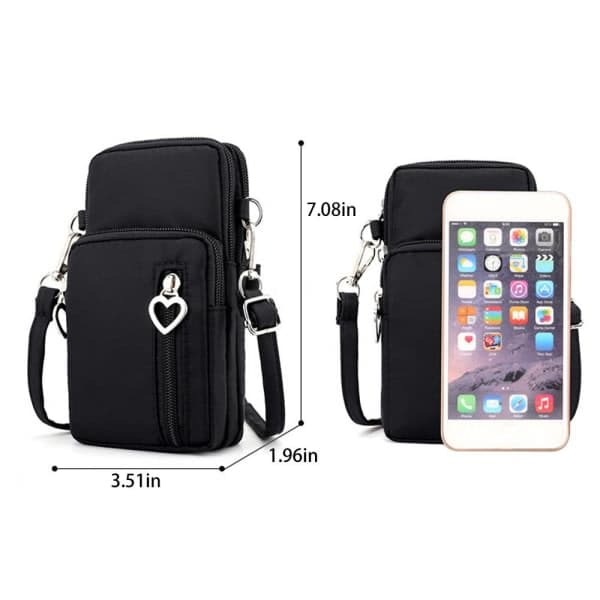 Kvinders mobiltelefonpung skuldertaske crossbody sort