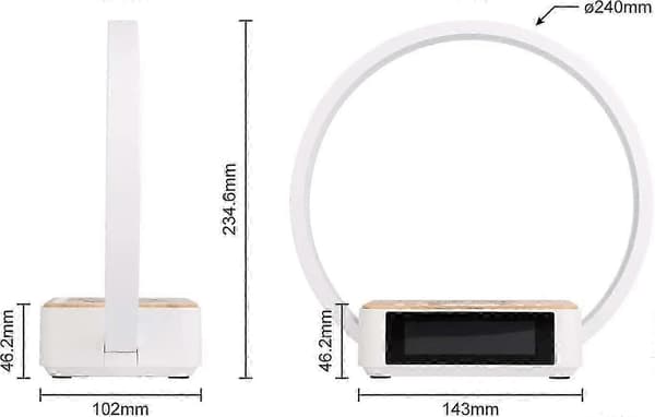 LED Bedside Lamp with Charging Function, Table Lamp Wake-up Light Alarm Clock Touch Control Dimmable, 5w Wireless Charger Table Lamp for Bedroom Living Room