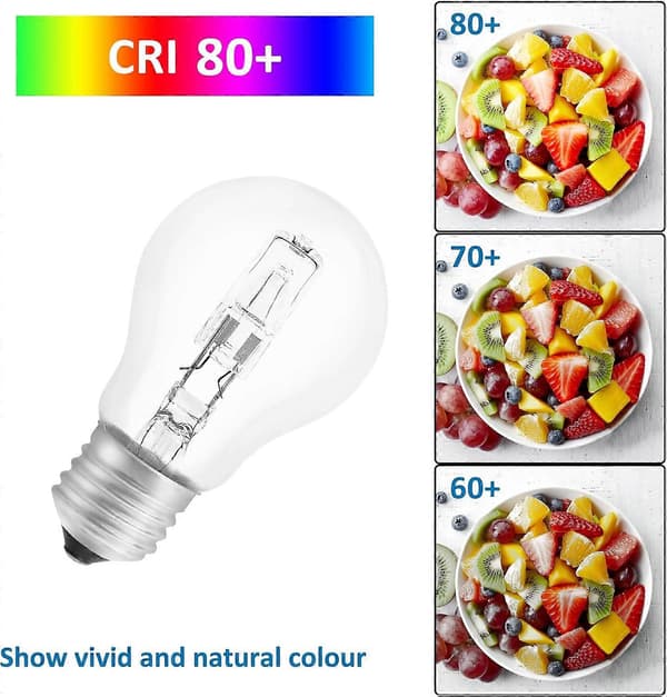 Halogen Bulb E27 A55 42W Dimmable, AC220-240V, 650LM Warm White 2700K, Transparent E27 Halogen Globe Bulb, 5-pack