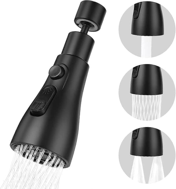 Kitchen Faucet Sprayer 360 Degree Mixer, 3 Modes Kitchen Faucet Nozzle with Aerator, Kitchen Faucet Rotating Mixer Head, Universal Adjustable