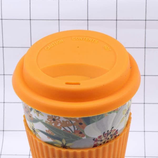 Kaffemugg Kaffe Miljövänlig Bambufiber Med Fläckresistent Lock Värmebeständig För Kaffe Eller Te Stänksäker (orange)