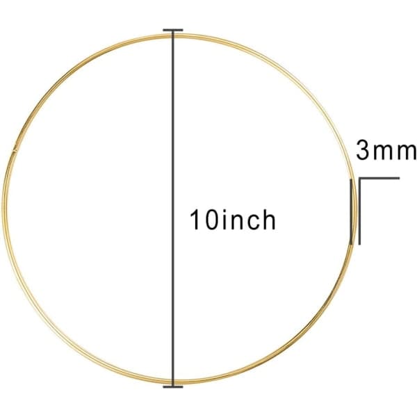 10-pack 25 cm Metalliska Blomsterbågar Krans Makramé Guld Bågar Ringar för DIY Bröllopskrans Drömfångare och Väggdekorationer