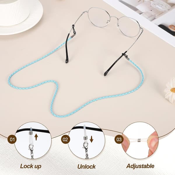 Glasögonrem Flätade PU-läderkedjor Lila Clear White