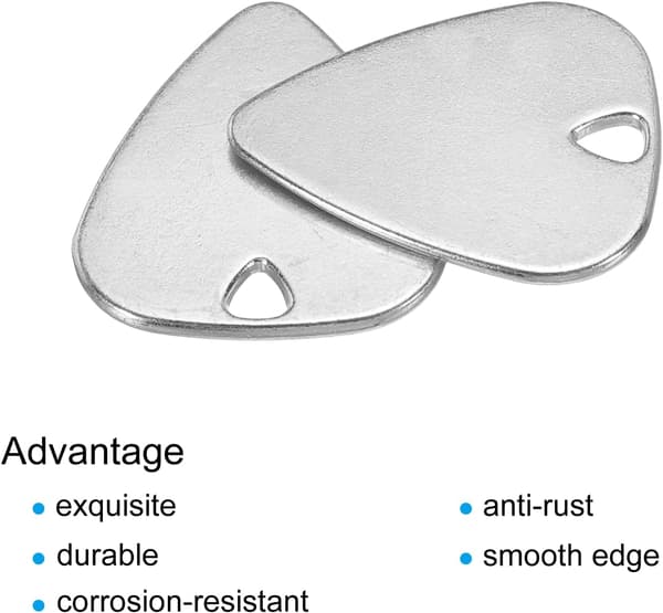 Gitarrplektrum 1,8 mm tjocklek metall silverton för musikinstrument, 5-pack size_name 3/64"x10"