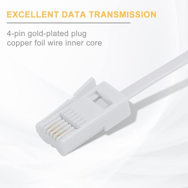 2-vejs BT-telefonstikadapter, RJ11 BT-han til 2-hun, dobbelt telefonstikadapter til UK-fastnetkabeladapter og -konverter, hvid