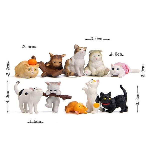 10x Cartoon Adorable Figurines Statues Miniature Figures
