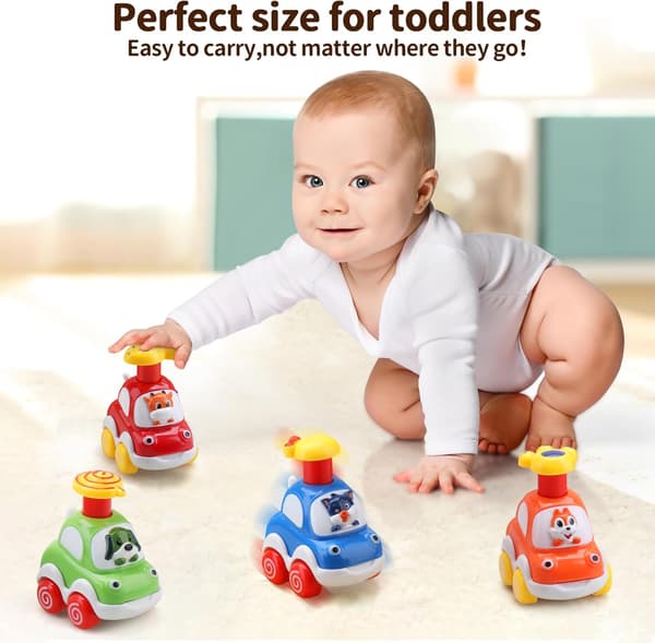 Babylegetøjsbiler, Babylegetøjsbiler Assorteret 4-pak Tryk & Kør Legetøjsbilsgaver til Babydrenge 1-2 År Gamle