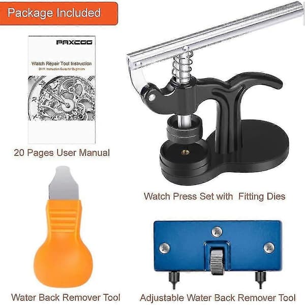 17pcs Watch Press Tool with Watch Battery Replacement Tool Kit and Fitting Dies