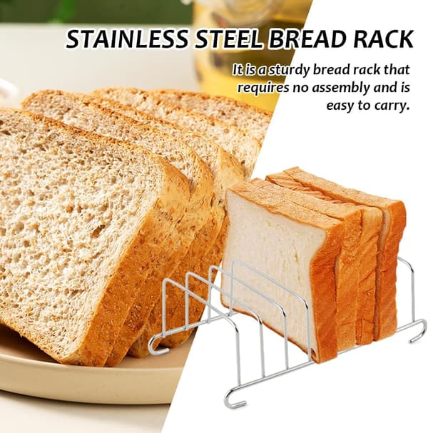 Brødstativ i rustfrit stål, brødhylde tilbehør til airfryer, rektangulær pandekageholder airfryer brødkølerist (sølv, størrelse: 15,5 x 9 cm)