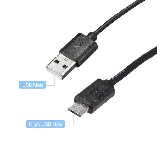 USB-kabel med PÅ/AV-bryter, hann til mikro 2M svart
