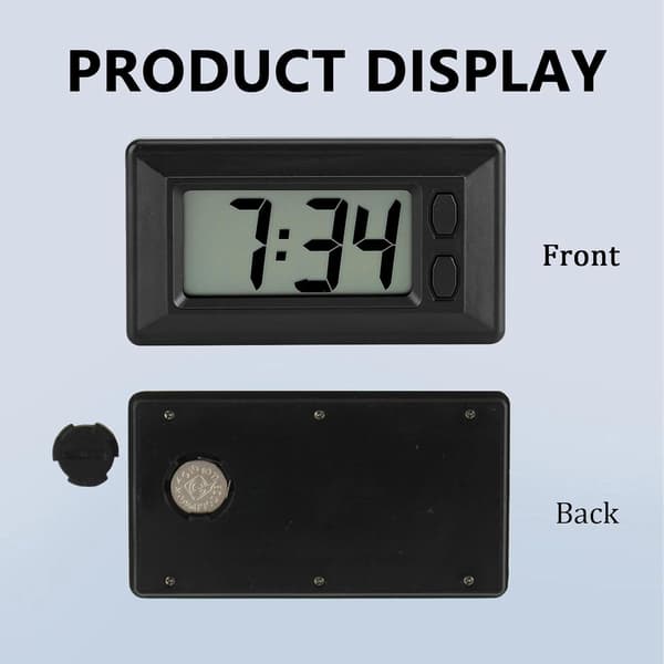 Car Clock LCD Digital Clock Mini Clock Car Clocks for Dashboard Easy to Read Date Time Large Digits Battery Powered