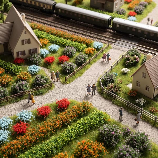 Diorama-rekvisita, miniatyrblomster for statiske gresstuster