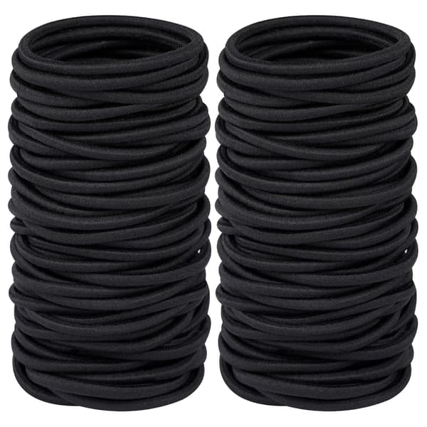 Elastiske hårbånd til tykt, tungt og krøllet hår, 120 stk., hårbånd til kvinders hår, sorte hestehaleholdere i bulk (4 mm)