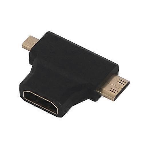 Kombinasjonsadapter Micro HDMI Hann & Mini HDMI Hann til HDMI Hunn 2 i 1