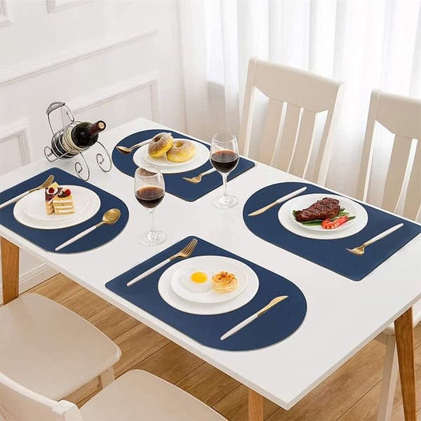 Washed Leather Placemats, 4 Placemats and 4 Coasters for Kitchen Restaurant Table Decorations/Wedding/Christmas Dinners