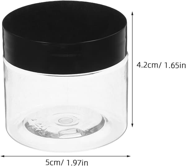 8 st 50g breda krämförpackningar med svarta lock, påfyllningsbara plastbehållare för ansiktskräm för resor och daglig hudvårdsförvaring