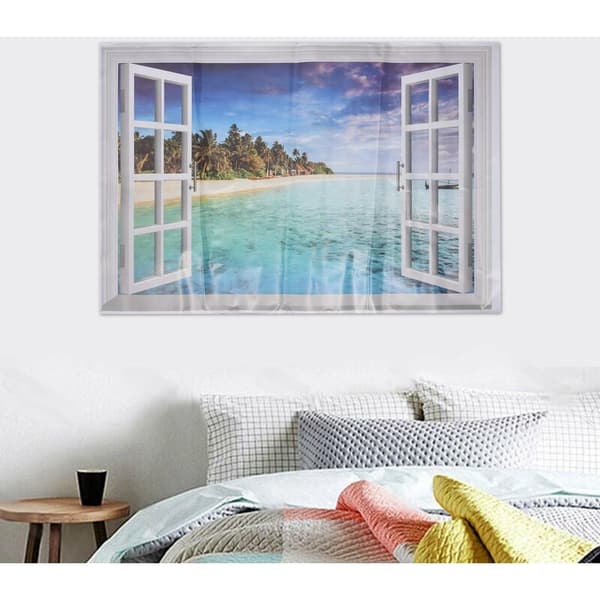 3D Ocean Nature View Decorative Window Decal Home Sticker Bedroom Picture Poster