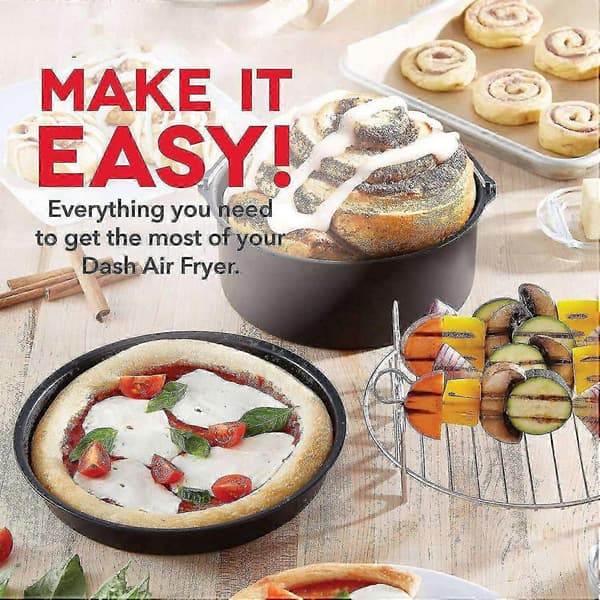 4 stk. frituretilbehør 6 tommer passer til Airfryer 2,3-3,2qt bageform pizzatallerken grillgryde køkken