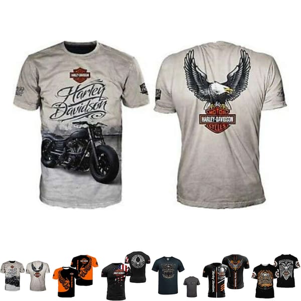 HarleyDavidson moottoripyörä T-paita - Miehet - Kesä - Rento - Lyhythihainen - Toppi EE[F2] E 2XL 2XL E