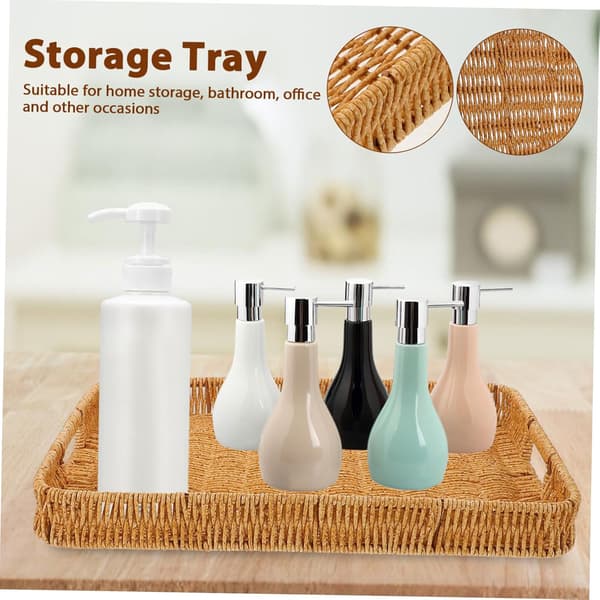 Stylish Simulated Rattan Tray for Storage, Hanging Basket for Cosmetics, Table Decoration