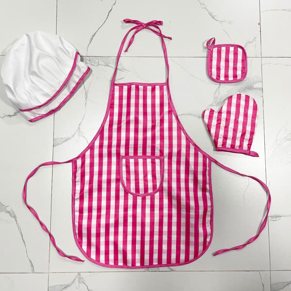 7-delt barneforkle og kokkehattsett, barnekokkeklær, egnet for gutter og jenter til baking, hagearbeid, barneleker