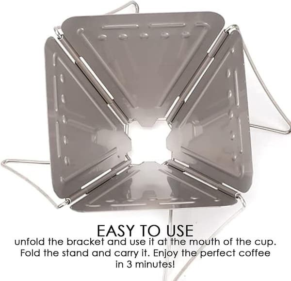 Kaffefilter, bærbart filterkon i rustfrit stål, foldbart, til rejser, vandreture, picnic, camping