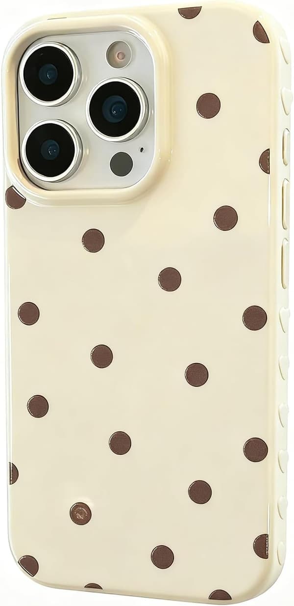Case for iPhone 17, Trendy Cute Dotted Design | Soft TPU Slim Shockproof Protective Cover for Women | Cream