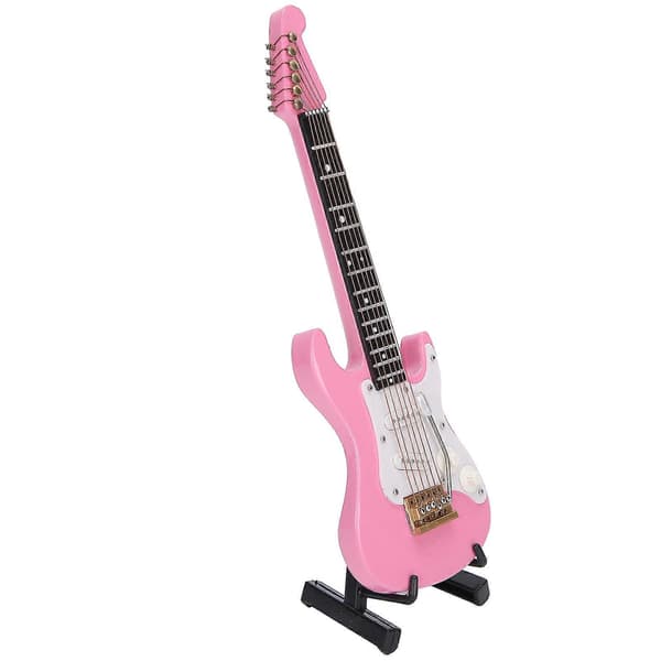 Mini Gitarrmodell Rosa Tre Musikkinstrument Dekorasjon Gaver Ornamenter 14 cm