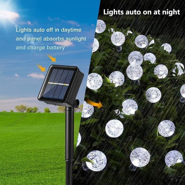 7m Solar String Lights Waterproof, Solar Crystal Ball Indoor/Outdoor String Lights Garden Decoration Lights