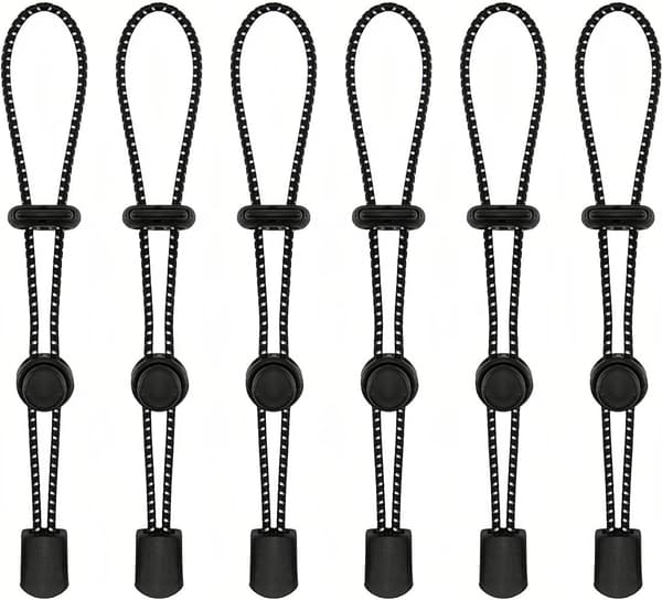 6 Stykker Elastisk Snor Fastgørelsessnor til Vandrestave Justerbar Elastisk Snor Vandretilbehør Egnet til Vandring Bjergbestigning og Rejser Sort