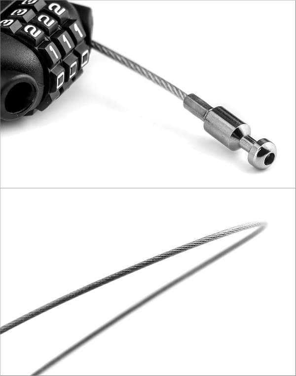 3-digit combination lock, cable lock, security password lock, 77 cm retractable cable for luggage, bicycle, skis, snowboard
