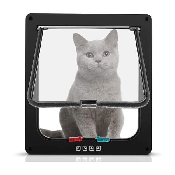Smart kattelem dør hvid farve 25x23.5x5.3cm Praktisk til installation--
