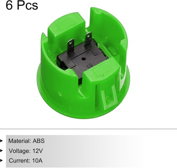 Starts Arkadeknapper ABS Microkort Pluggknapp for Rammemaskin Kampspillkonsoll DC 12V Grønn Pakke med 8