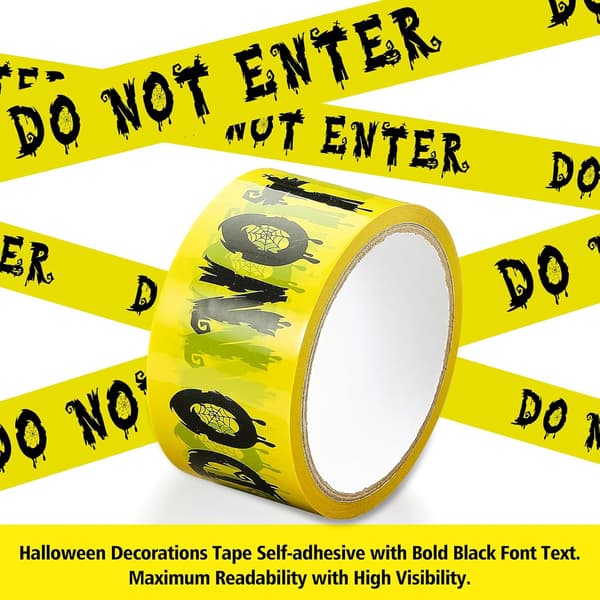 1 pc Self-Adhesive Yellow Warning Tape, Barricade Tape for Halloween Decorations - DO NOT ENTER, 25M x 4.8CM