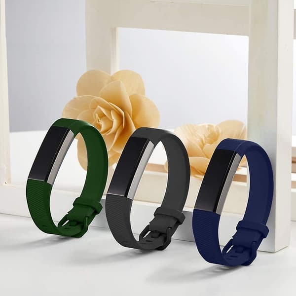 Armbånd kompatible med Fitbit Alta og Fitbit Alta HR, 3-pak bløde silikonebånd til Fitbit Alta HR-armbånd med sikker metalspænde til [DB]