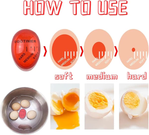 5,5x2,3x4cm 2 ST Egg Timer Kjøkken Kokt Egg Timer Fargeskiftende Egg Timer Eggkoketimer Uendelig Gjenbrukbar for Gave og Hjemmebruk