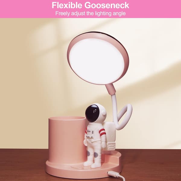 LED-skrivebordslampe for barn, (rosa) trådløs dimbar skrivebordslampe med P