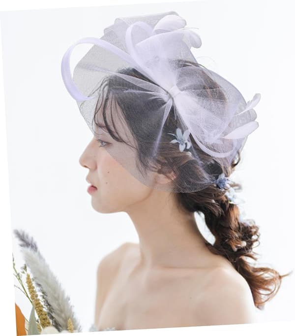 Fascinatorhat med sommerfuglesløjfe og net-slør, brudete-fest-hårbånd