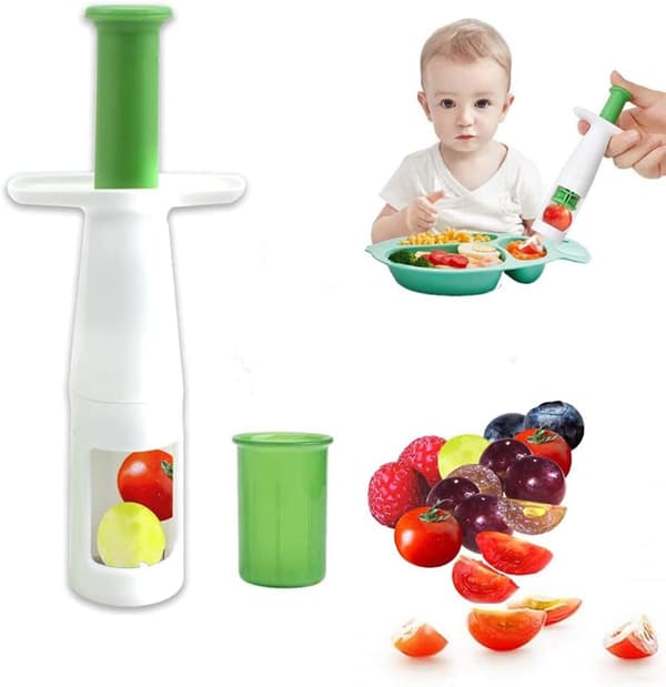 Strawberry, Cherry, Grape, Tomato Slicer Fruit and Vegetable Cutter, Simple and Portable Kitchen Fruit Cutting Salad Tool