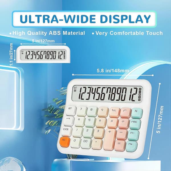 Large Desktop Calculator with Large Display and Buttons, Pink Calculator with Large LCD Display for Office, School, Home