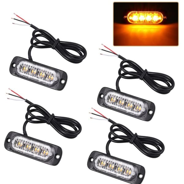 8 st 4 LED återställningsblixtljus 12V 24V orange grill blinkande
