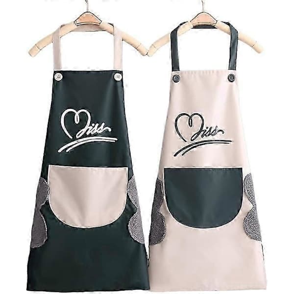 Kjøkkenforkle for kvinner - Bomullsforkle med store lommer og lange stropper, for matlaging, baking, hagearbeid