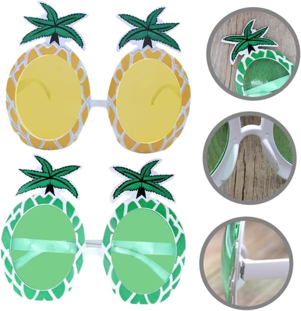 2 stk hawaiiske ananasformede solbriller tropiske luau-festbriller