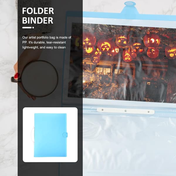 Art Portfolio A3 8K with Handle, 30-Page Blue Art Student Portfolio Book