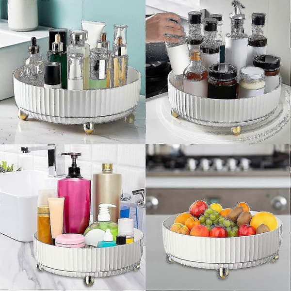 2-pack Rotating Spice Rack, Multifunctional Spice Shelf for Kitchen Storage and Organization | Rotating Tray Organizer for Kitchen Countertops (3-D)