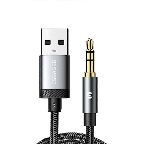 ESSAGER ES-YP22 USB-A Hann til 3,5 mm Hann Lydadapterkabel for Apple/Android Hodetelefoner