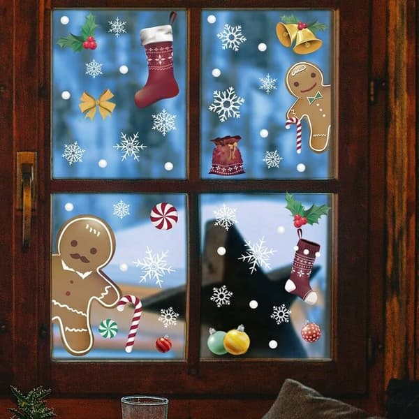 Jul fönsterdekaler, väggdekaler för sovrum, vardagsrum, hem, juldekoration