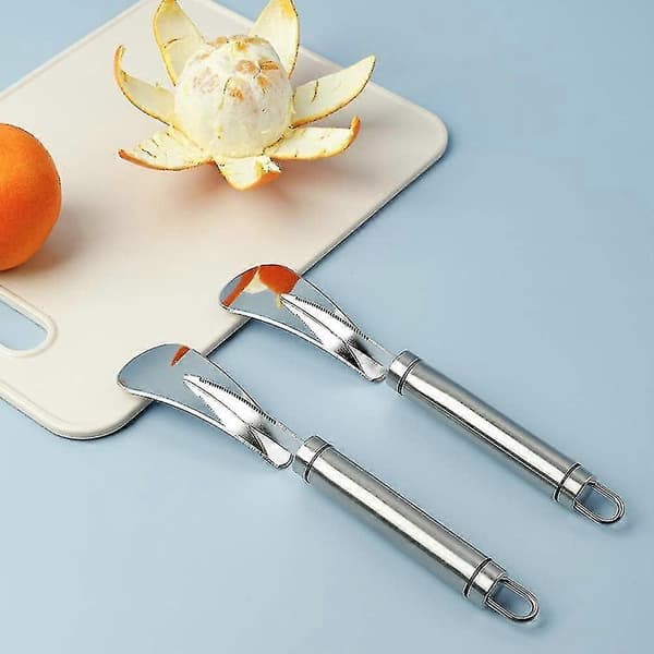 Orange peeler, 2 pieces stainless steel orange peeler, orange peeling tool with curved handle, vegetable and fruit tool, kitchen gadget