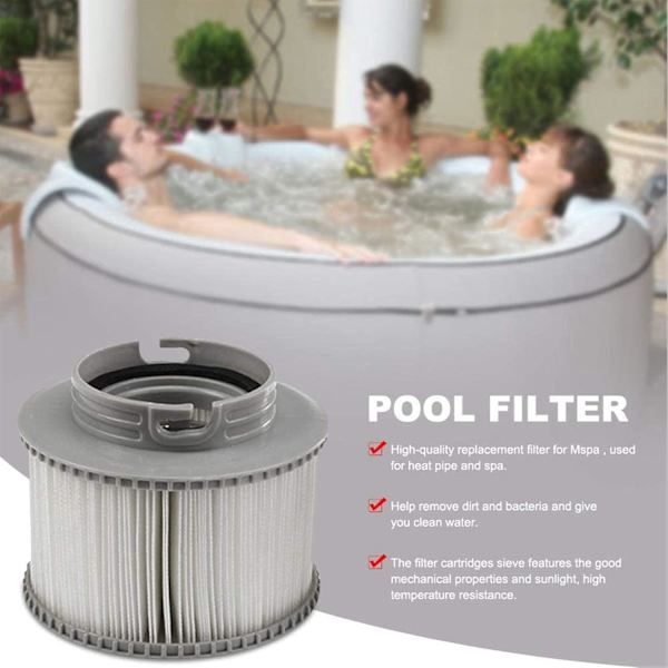 Erstatningsfilter til MSPA, FD2089, Oppustelig Spa, Vandfilterpatron, Swimmingpoolfilterpatron til Poolfilterpumpe (Grå)